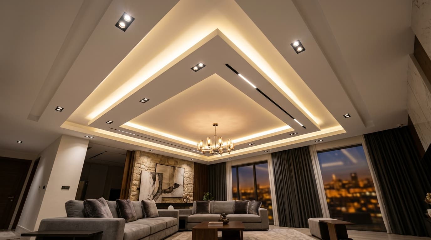 Alçıpan Asma Tavan ve Gizli LED Işık Bandı Modelleri: Salonunuzu Zenginleştirin